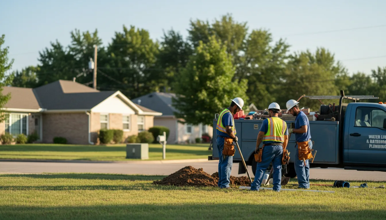 Residential water line and bathroom plumbing service in Dougherty, IA